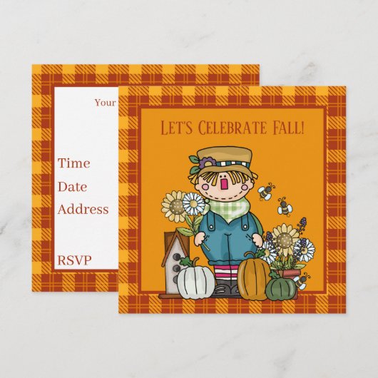 Cute Herfst Celebration scarecrow Kaart (Voorkant / Achterkant)