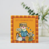 Cute Herfst Celebration scarecrow Kaart (Staand voorkant)
