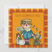 Cute Herfst Celebration scarecrow Kaart (Voorkant)