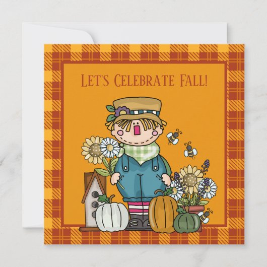 Cute Herfst Celebration scarecrow Kaart (Voorkant)
