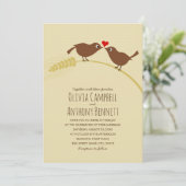 Cute Herfst Country Unique Wheat Tortelduifjes Wed Kaart (Staand voorkant)