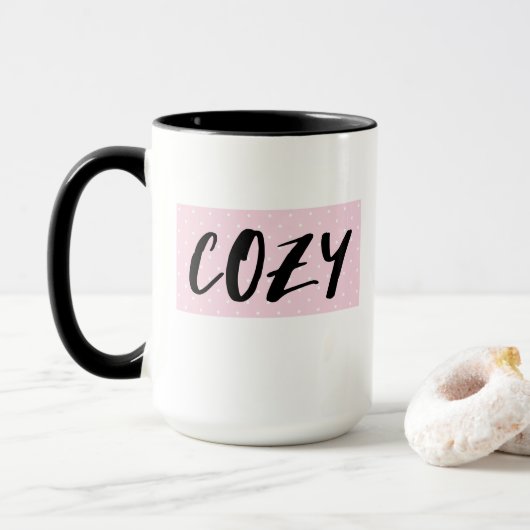 Cute Herfst Cozy Pink en Black Autumn Coffee Mok (Met donut)