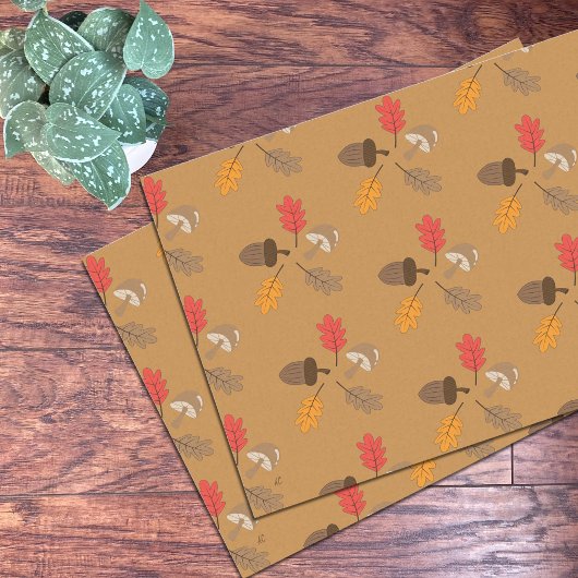 Cute Herfst Doodle Brown-weefselpapier Tissuepapier