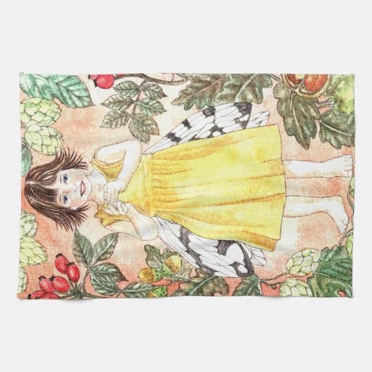 Cute Herfst Elf Keukenhanddoek (Horizontaal)