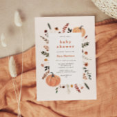 Cute Herfst Floral Lijst Pumpkin Baby shower Kaart