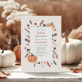 Cute Herfst Floral Lijst Pumpkin Baby shower Kaart
