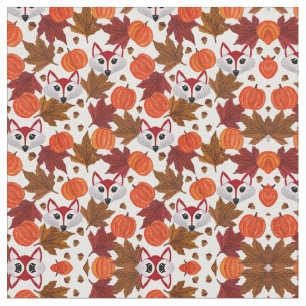 Cute Herfst Fox Pumpkin Acorn Maple Leaf Waterverf Stof
