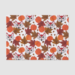 Cute Herfst Fox Pumpkin Acorn Maple Leaf Waterverf Tissuepapier