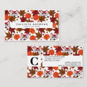 Cute Herfst Fox Pumpkin Acorn Maple Leaf Waterverf Visitekaartje (Voorkant / Achterkant)