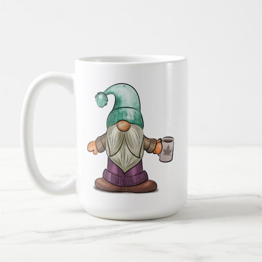 Cute Herfst Gnome met koffie Mok (Links)
