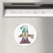 Cute Herfst Gnome met koffie Mok Magneet (Insitu (Vaatwasser))