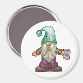 Cute Herfst Gnome met koffie Mok Magneet (Voorkant / Achterkant)