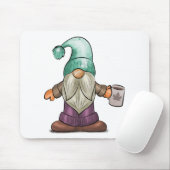 Cute Herfst Gnome met koffie Mok Muismat (Met muis)