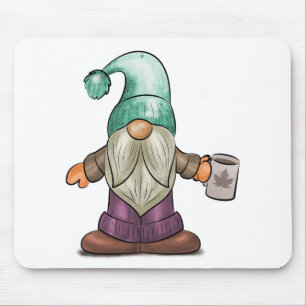 Cute Herfst Gnome met koffie Mok Muismat