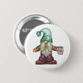 Cute Herfst Gnome met koffie Mok Ronde Button 5,7 Cm (Voorkant /achterkant)