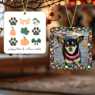 Cute Herfst Hond Foto Keramische Versiering Keramisch Ornament