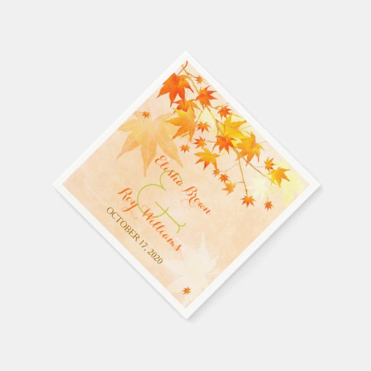 Cute Herfst Maple Tree Wedding Servetten (Hoek)