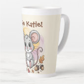 Cute Herfst Muis met Eikels en Koffie Latte Mok (Rechterhoek)