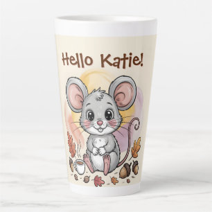 Cute Herfst Muis met Eikels en Koffie Latte Mok