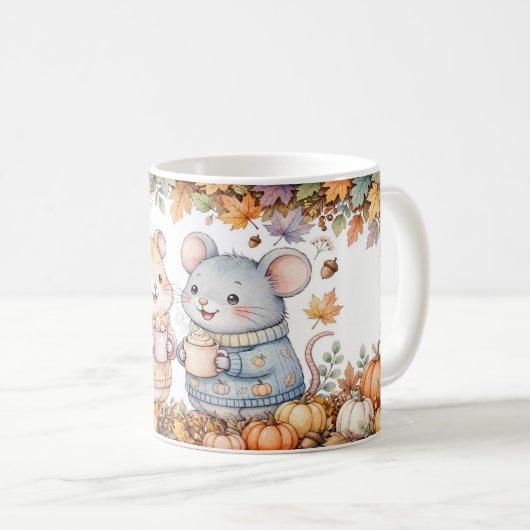 Cute Herfst Muizen Pumpkin Spice Mok (Voorkant rechts)