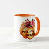 Cute Herfst Oranje Laten we in pompoen blijven! Mok (Voorkant rechts)