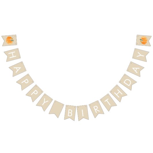 Cute herfst pomkin, vrolijke verjaardagsbanner vlaggetjes (Alle)