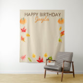 Cute herfst pompoen verjaardagsachtergrond voor fo wandkleed (In situ)