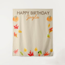 Cute herfst pompoen verjaardagsachtergrond voor fo wandkleed