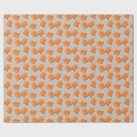 Cute Herfst Pumpkin Falling Pattern Cadeaupapier (Vlak)