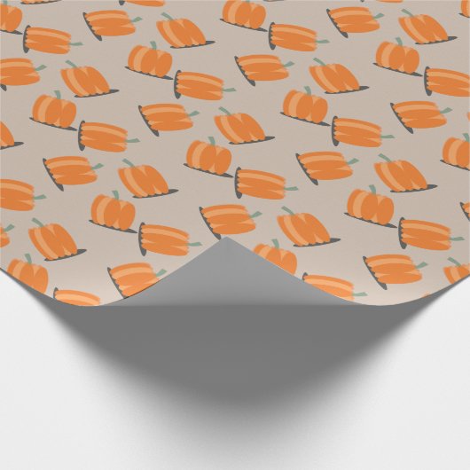 Cute Herfst Pumpkin Falling Pattern Cadeaupapier (Hoek)