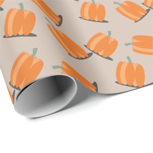 Cute Herfst Pumpkin Falling Pattern Cadeaupapier (Rol Hoek)