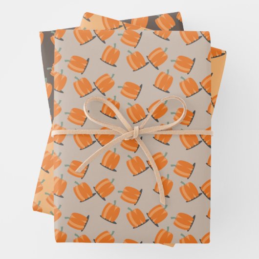 Cute Herfst Pumpkin Falling Pattern Inpakpapier Vel (In situ)