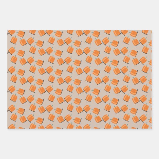 Cute Herfst Pumpkin Falling Pattern Inpakpapier Vel (Voorkant)