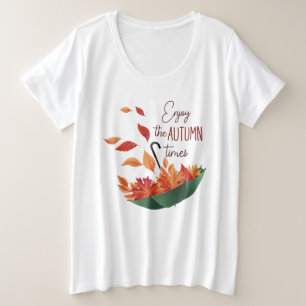 Cute Herfst Sweet Herfst/ Umbrella Grote Maat T-shirt