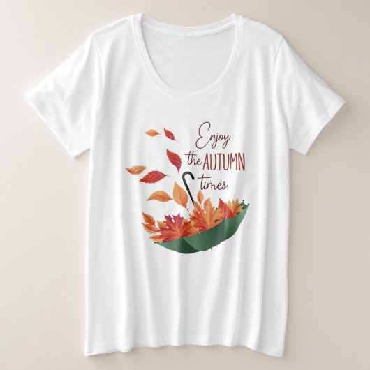 Cute Herfst Sweet Herfst/ Umbrella Grote Maat T-shirt (Design voorkant)