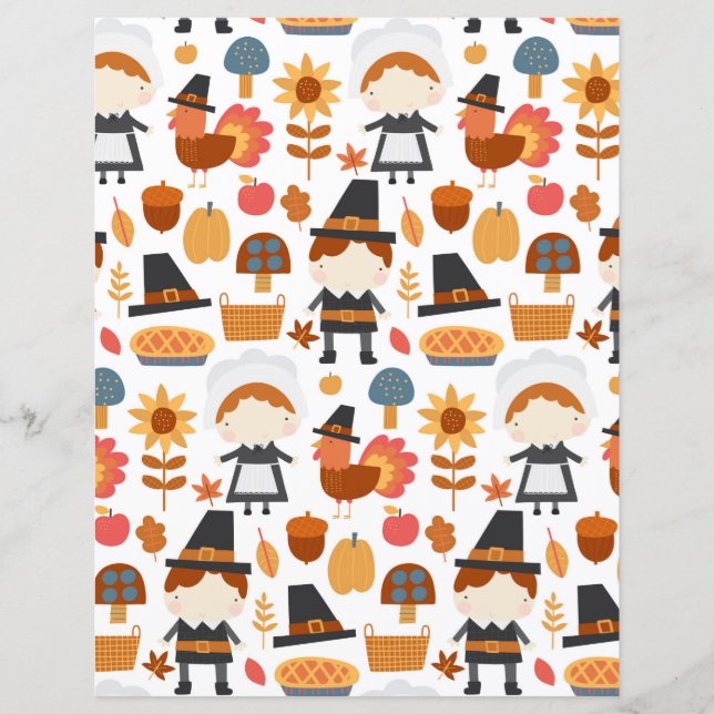 Cute Herfst Thankful Scrapbook Paper (Voorkant)
