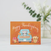 Cute Herfst  Truck Happy Thanksgiving Briefkaart (Staand voorkant)