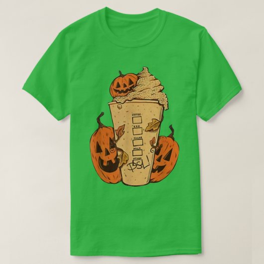Cute Herfst Vibes Coffee Pumpkin Spice Latte Drink T-shirt (Design voorkant)