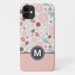 Cute Herhaling roze crème Floral Case-Mate iPhone Case