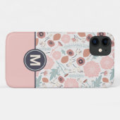 Cute Herhaling roze crème Floral Case-Mate iPhone Case (Achterkant (horizontaal))