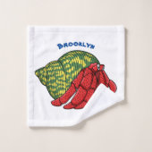 Cute hermit crab cartoon illustration bad handdoek (Wasdoekje)