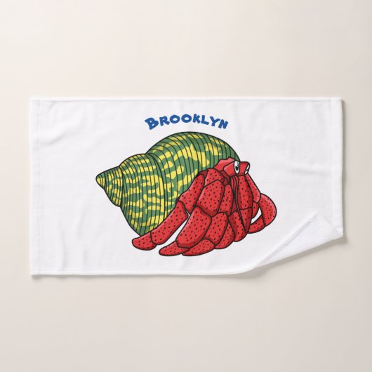 Cute hermit crab cartoon illustration bad handdoek (Handdoek)