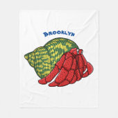 Cute hermit crab cartoon illustration fleece deken (Voorkant)