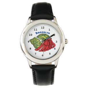 Cute hermit crab cartoon illustration horloge