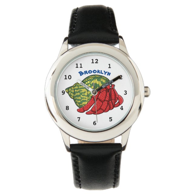 Cute hermit crab cartoon illustration horloge (Voorkant)