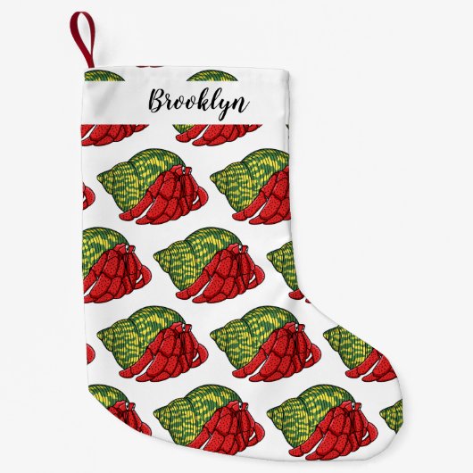 Cute hermit crab cartoon illustration kleine kerstsok (Voorkant)