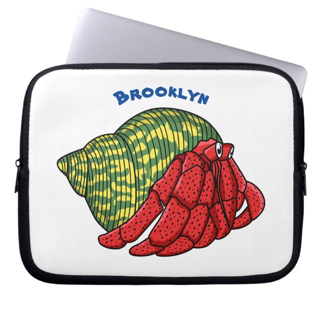Cute hermit crab cartoon illustration laptop sleeve (Voorkant)