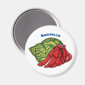 Cute hermit crab cartoon illustration magneet (Voorkant / Achterkant)