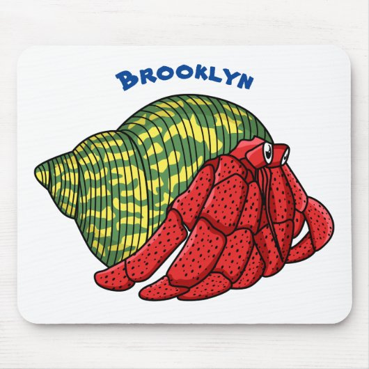 Cute hermit crab cartoon illustration muismat (Voorkant)