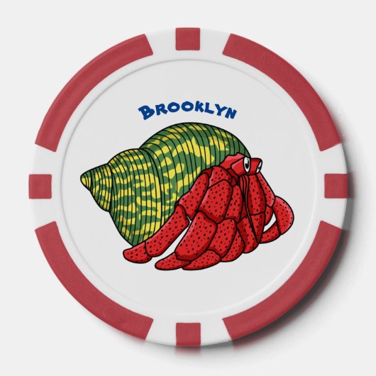Cute hermit crab cartoon illustration poker chips (Voorkant)